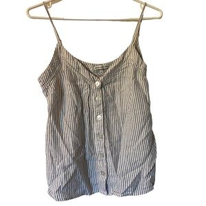 Abercrombie & Fitch Pinstriped Button Front Camisole Top Adjustable Straps Flowy